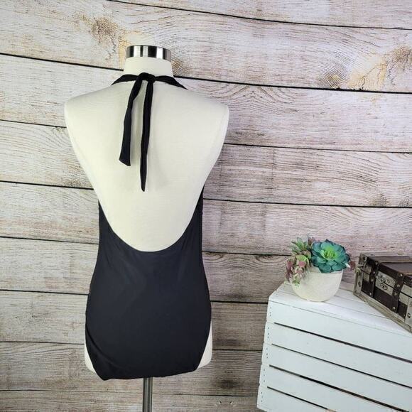 Brave Soul Women's Black Plunge Fitted Halter Swimsuit Size 16‎ NT - Picture 4 of 7